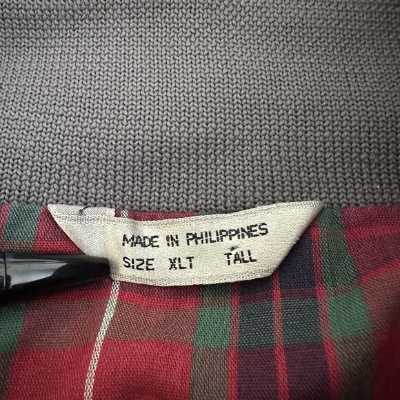 Vintage Field & Stream Jacket Men's XLT Gray Red Plaid-Lined Windbreaker Bomber - Picture 9 of 11